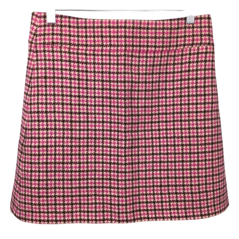 J Crew Academic Retro Preppy Schoolgirl Coquette Houndstooth Wool Mini Skirt 2
